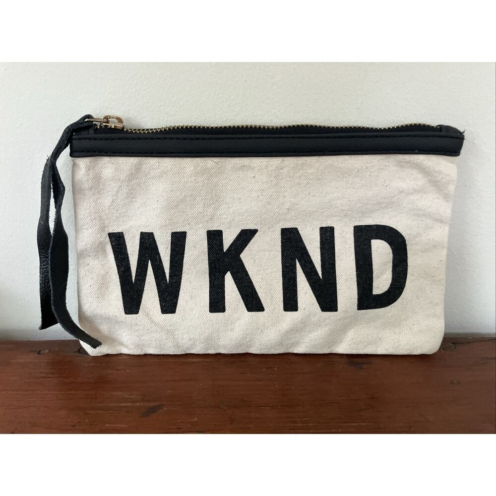 Santa Barbara Design Studio WKND Cotton Canvas Pouch Clutch Makeup Bag 8"x5"